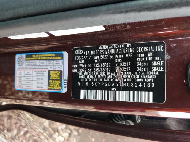 Photo 9 VIN: 5XYPGDA57HG324189 - KIA SORENTO 