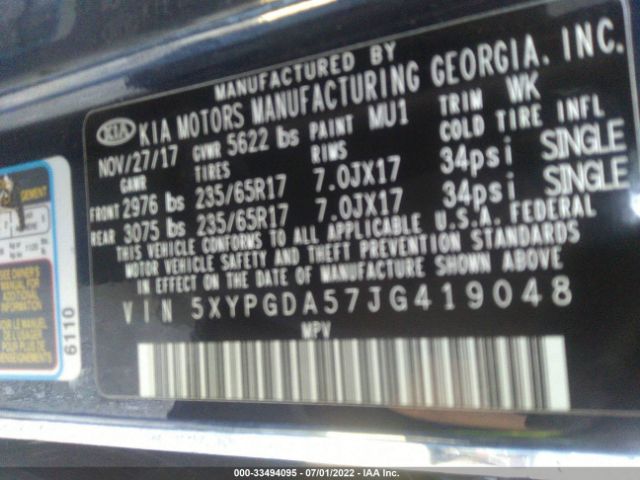 Photo 8 VIN: 5XYPGDA57JG419048 - KIA SORENTO 