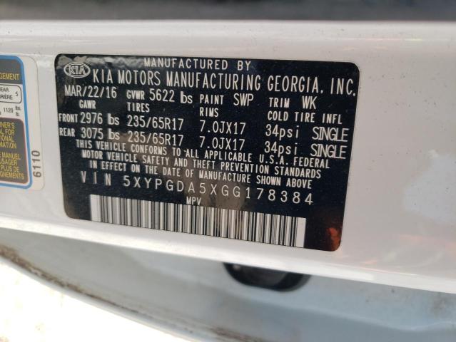 Photo 12 VIN: 5XYPGDA5XGG178384 - KIA SORENTO 