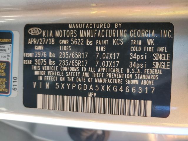 Photo 12 VIN: 5XYPGDA5XKG466317 - KIA SORENTO 