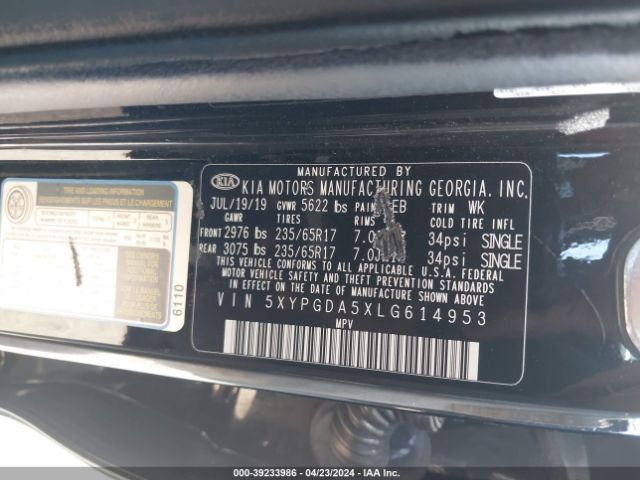 Photo 8 VIN: 5XYPGDA5XLG614953 - KIA SORENTO 