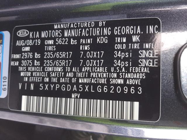 Photo 9 VIN: 5XYPGDA5XLG620963 - KIA SORENTO S 