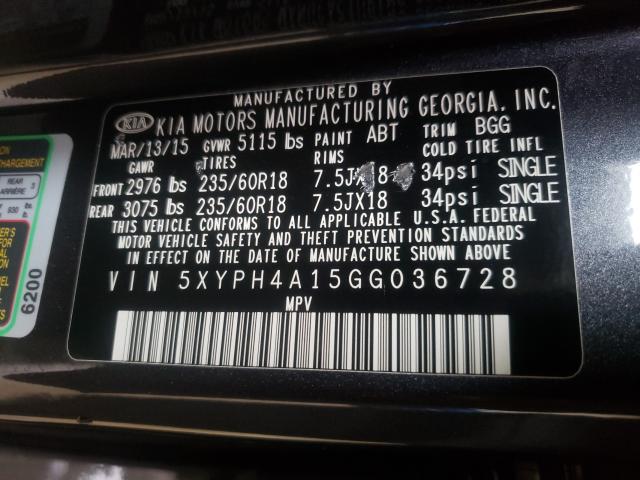 Photo 9 VIN: 5XYPH4A15GG036728 - KIA SORENTO 