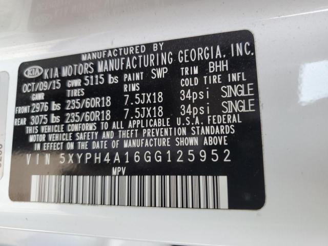 Photo 11 VIN: 5XYPH4A16GG125952 - KIA SORENTO EX 