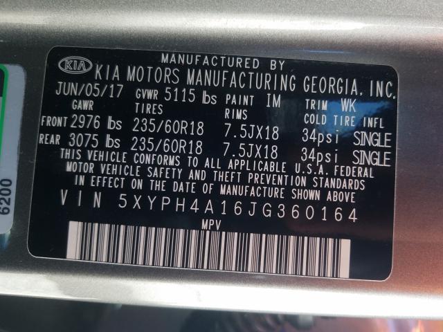 Photo 9 VIN: 5XYPH4A16JG360164 - KIA SORENTO EX 