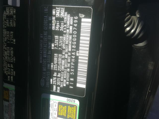 Photo 9 VIN: 5XYPH4A18GG007496 - KIA SORENTO EX 