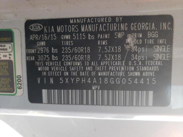 Photo 9 VIN: 5XYPH4A18GG054415 - KIA SORENTO EX 