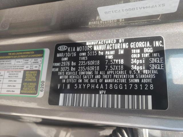 Photo 9 VIN: 5XYPH4A18GG173128 - KIA SORENTO EX 