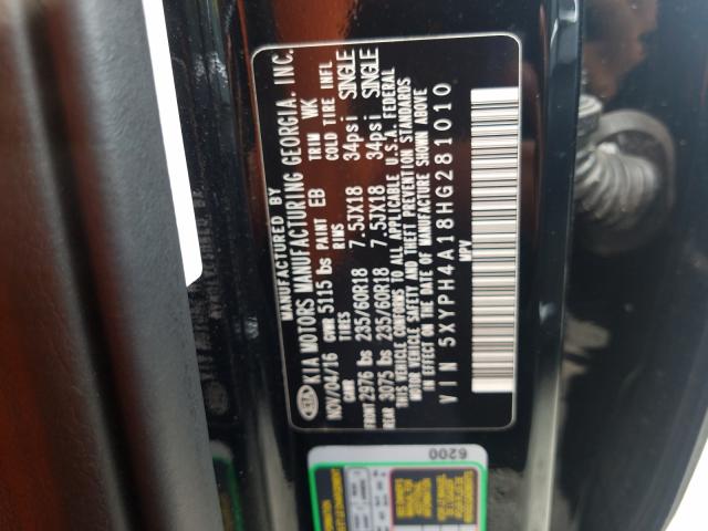 Photo 9 VIN: 5XYPH4A18HG281010 - KIA SORENTO EX 