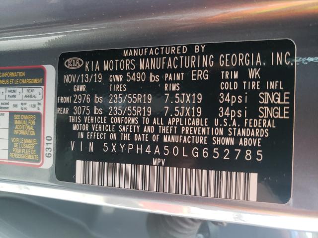 Photo 9 VIN: 5XYPH4A50LG652785 - KIA SORENTO EX 