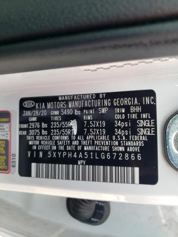 Photo 9 VIN: 5XYPH4A51LG672866 - KIA SORENTO EX 