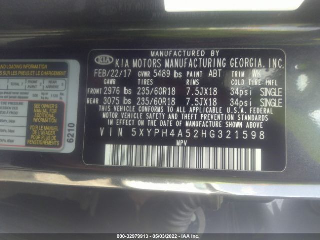 Photo 8 VIN: 5XYPH4A52HG321598 - KIA SORENTO 