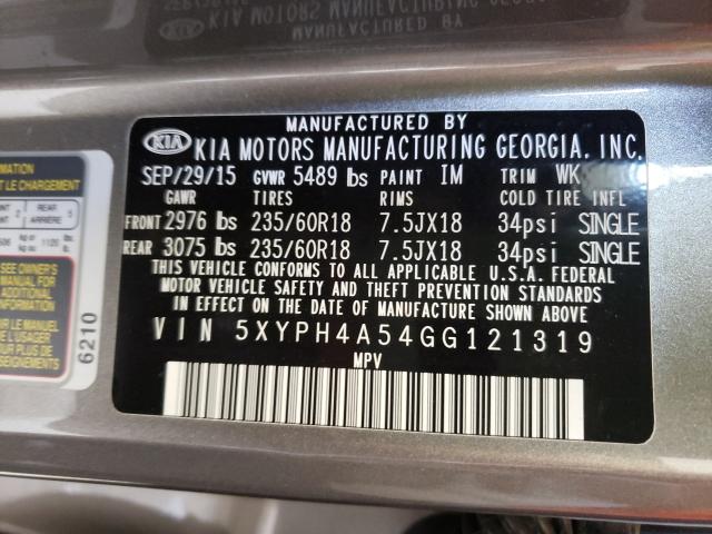 Photo 9 VIN: 5XYPH4A54GG121319 - KIA SORENTO EX 