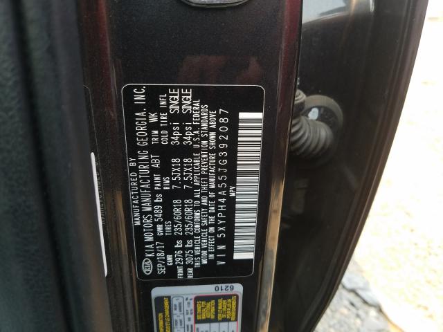 Photo 9 VIN: 5XYPH4A55JG392087 - KIA SORENTO EX 