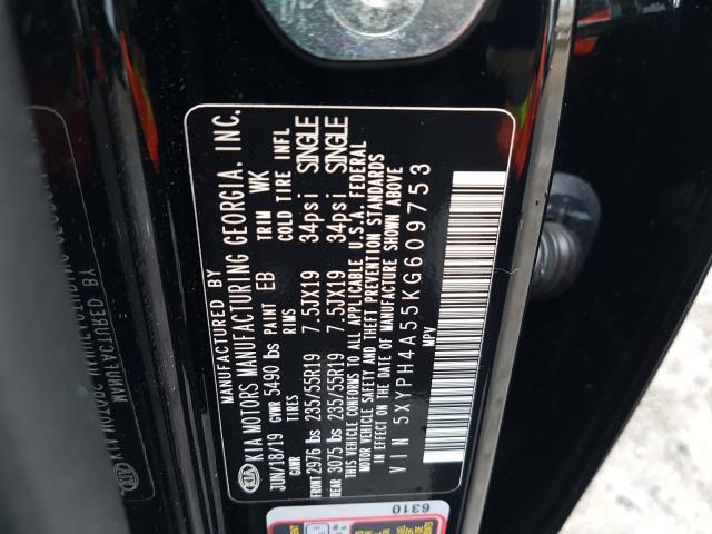 Photo 9 VIN: 5XYPH4A55KG609753 - KIA SORENTO EX 