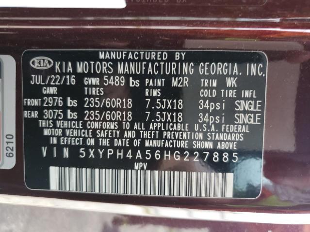 Photo 12 VIN: 5XYPH4A56HG227885 - KIA SORENTO 