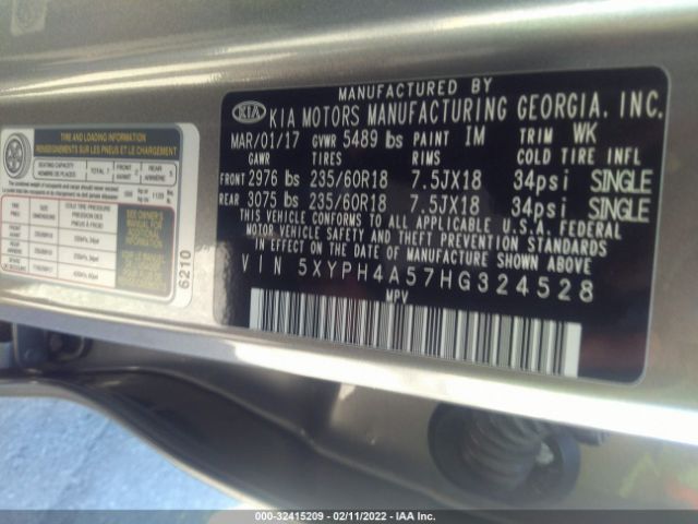 Photo 8 VIN: 5XYPH4A57HG324528 - KIA SORENTO 