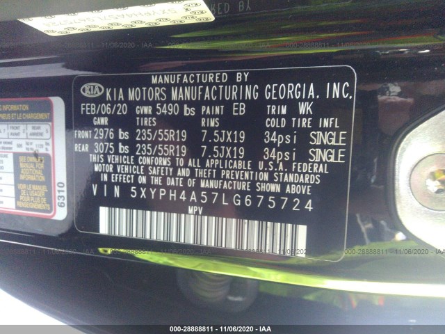 Photo 8 VIN: 5XYPH4A57LG675724 - KIA SORENTO 