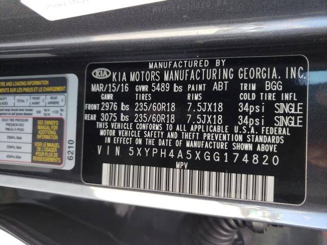 Photo 9 VIN: 5XYPH4A5XGG174820 - KIA SORENTO EX 