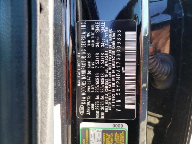 Photo 12 VIN: 5XYPHDA17GG009353 - KIA SORENTO EX 