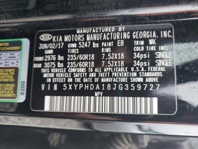 Photo 11 VIN: 5XYPHDA18JG359727 - KIA SORENTO 