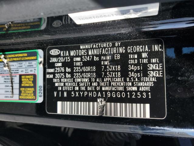 Photo 12 VIN: 5XYPHDA19GG012531 - KIA SORENTO EX 