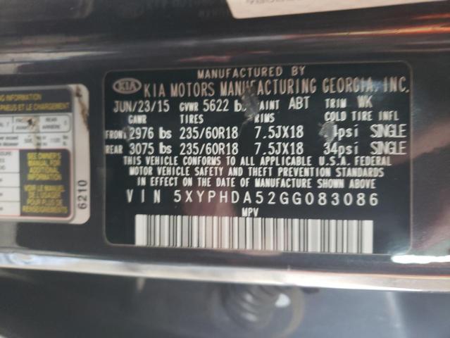 Photo 9 VIN: 5XYPHDA52GG083086 - KIA SORENTO EX 