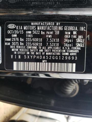 Photo 9 VIN: 5XYPHDA52GG129693 - KIA SORENTO EX 