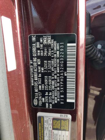 Photo 12 VIN: 5XYPHDA52HG322931 - KIA SORENTO EX 