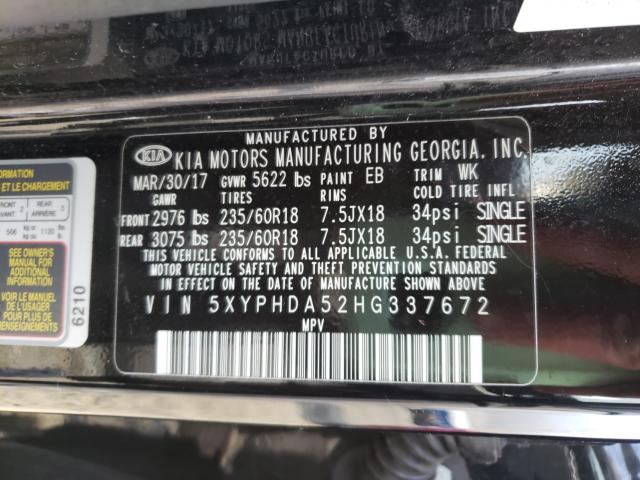 Photo 9 VIN: 5XYPHDA52HG337672 - KIA SORENTO EX 