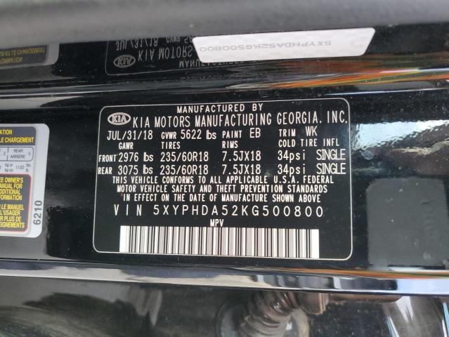 Photo 12 VIN: 5XYPHDA52KG500800 - KIA SORENTO EX 