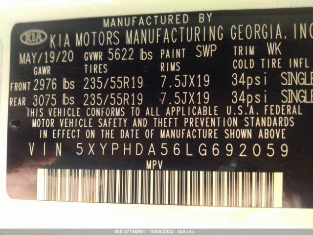 Photo 8 VIN: 5XYPHDA56LG692059 - KIA SORENTO 