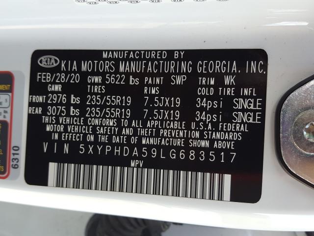 Photo 9 VIN: 5XYPHDA59LG683517 - KIA SORENTO EX 