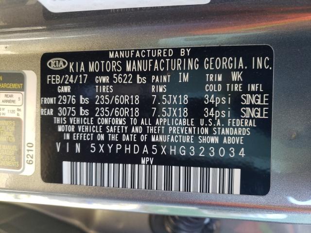 Photo 8 VIN: 5XYPHDA5XHG323034 - KIA SORENTO EX 