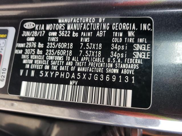 Photo 12 VIN: 5XYPHDA5XJG369131 - KIA SORENTO EX 