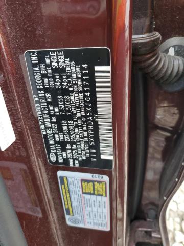 Photo 12 VIN: 5XYPHDA5XJG417114 - KIA SORENTO EX 