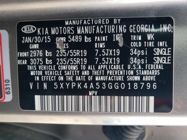 Photo 12 VIN: 5XYPK4A53GG018796 - KIA SORENTO 