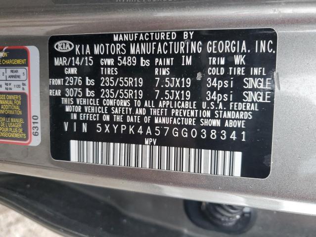 Photo 11 VIN: 5XYPK4A57GG038341 - KIA SORENTO 