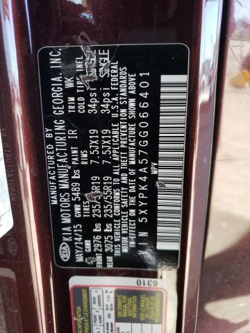 Photo 12 VIN: 5XYPK4A57GG066401 - KIA SORENTO 