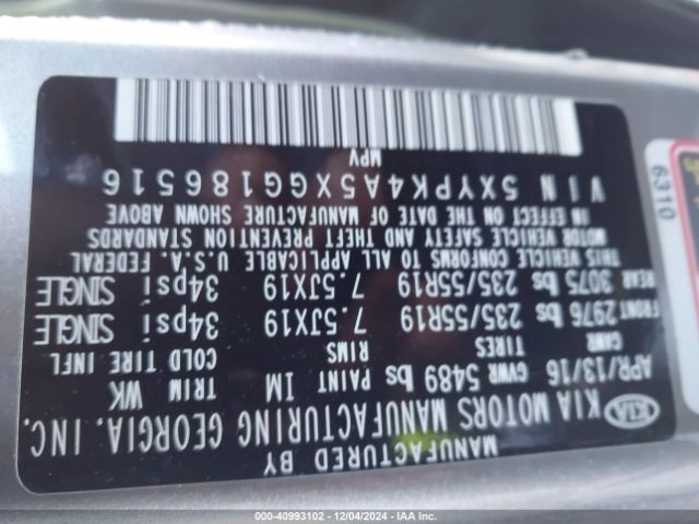 Photo 8 VIN: 5XYPK4A5XGG186516 - KIA SORENTO 