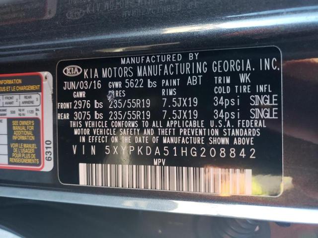 Photo 9 VIN: 5XYPKDA51HG208842 - KIA SORENTO SX 