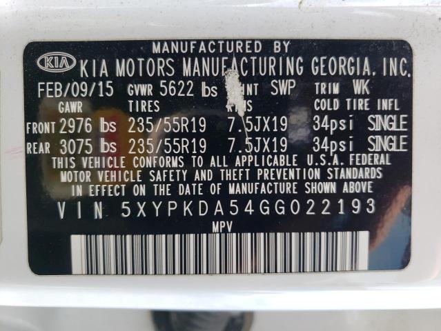 Photo 12 VIN: 5XYPKDA54GG022193 - KIA SORENTO SX 