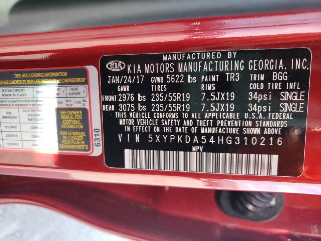 Photo 9 VIN: 5XYPKDA54HG310216 - KIA SORENTO SX 