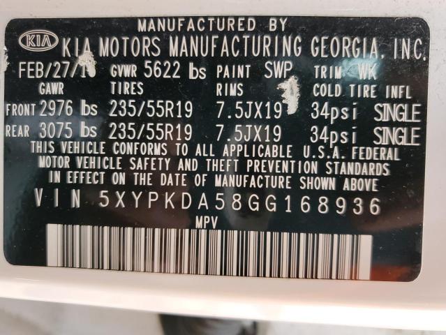 Photo 9 VIN: 5XYPKDA58GG168936 - KIA SORENTO SX 