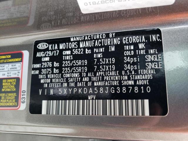 Photo 9 VIN: 5XYPKDA58JG387810 - KIA SORENTO SX 