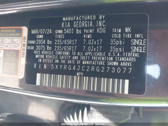 Photo 8 VIN: 5XYRG4JC2RG273077 - KIA SORENTO 