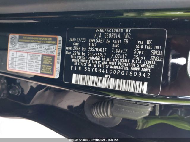 Photo 8 VIN: 5XYRG4LC0PG180942 - KIA SORENTO 