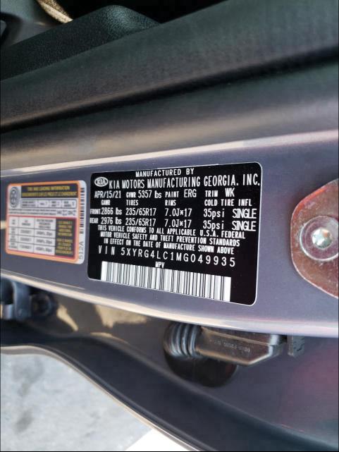 Photo 9 VIN: 5XYRG4LC1MG049935 - KIA SORENTO LX 