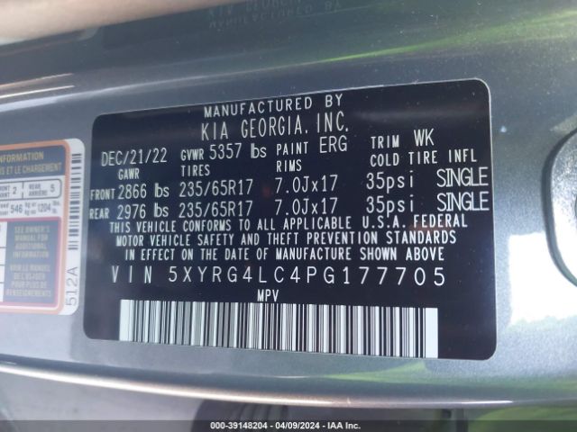 Photo 8 VIN: 5XYRG4LC4PG177705 - KIA SORENTO 