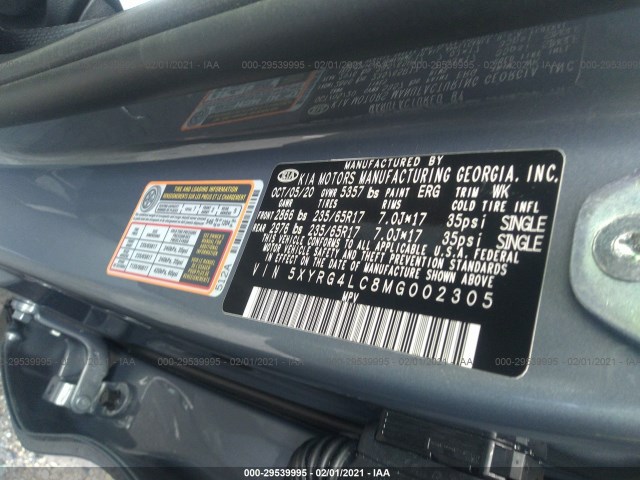 Photo 8 VIN: 5XYRG4LC8MG002305 - KIA SORENTO 